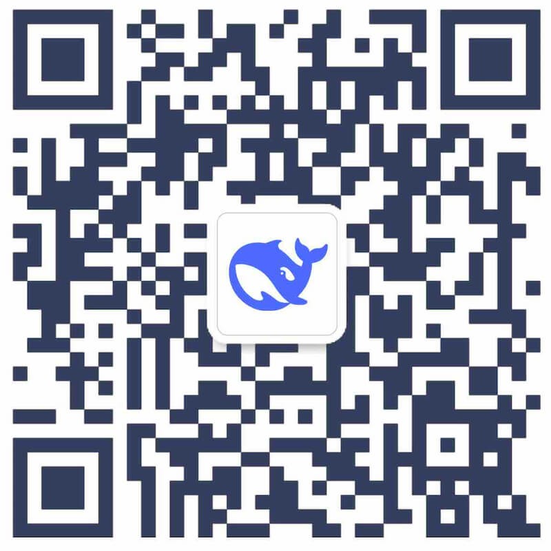 Código QR oficial com o logótipo da DeepSeek no centro