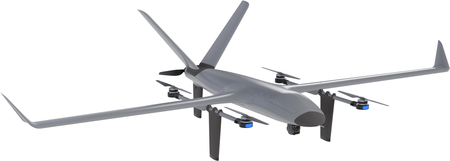 Drone BVT516 VTOne da Beyond Vision — veículo aéreo não tripulado VTOL (descolagem e aterragem vertical) de asa fixa, desenvolvido em Portugal para missões de vigilância e reconhecimento militar.