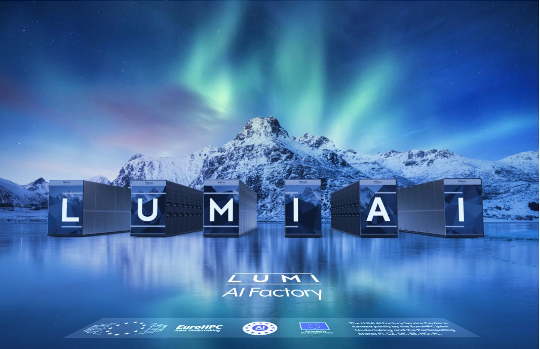 Render do supercomputador LUMI-AI previsto para a Finlândia; imagem promocional da Bull, não uma fotografia da máquina instalada