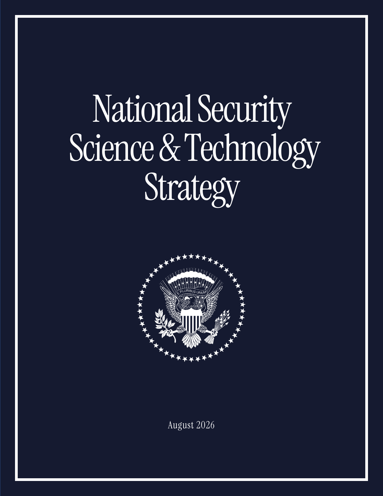 Capa oficial da National Security Science and Technology Strategy publicada em agosto de 2026