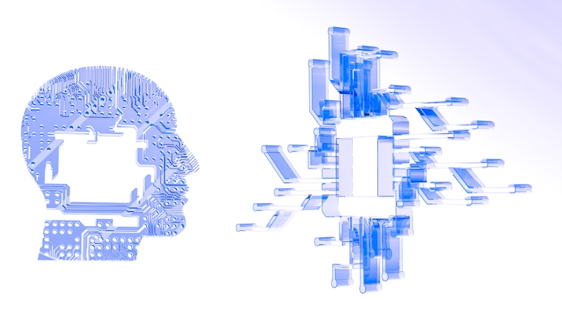 Representação artística de um cérebro digital — um chip de computador como a peça que falta numa silhueta de cabeça humana, simbolizando a IA a completar o raciocínio humano