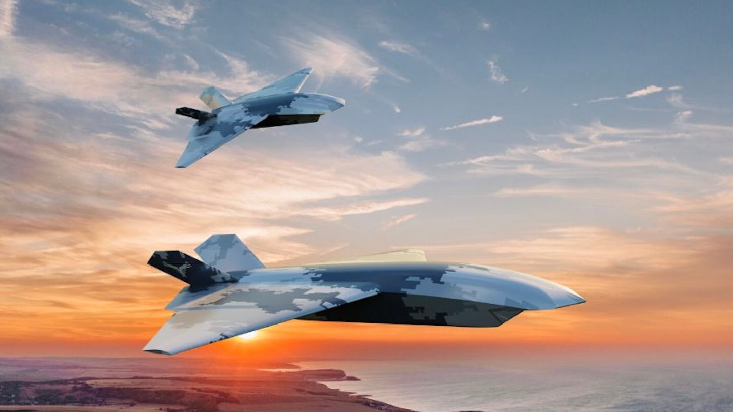 Conceito artístico do Storm Fighter CCA, o caça não-tripulado colaborativo da RAF