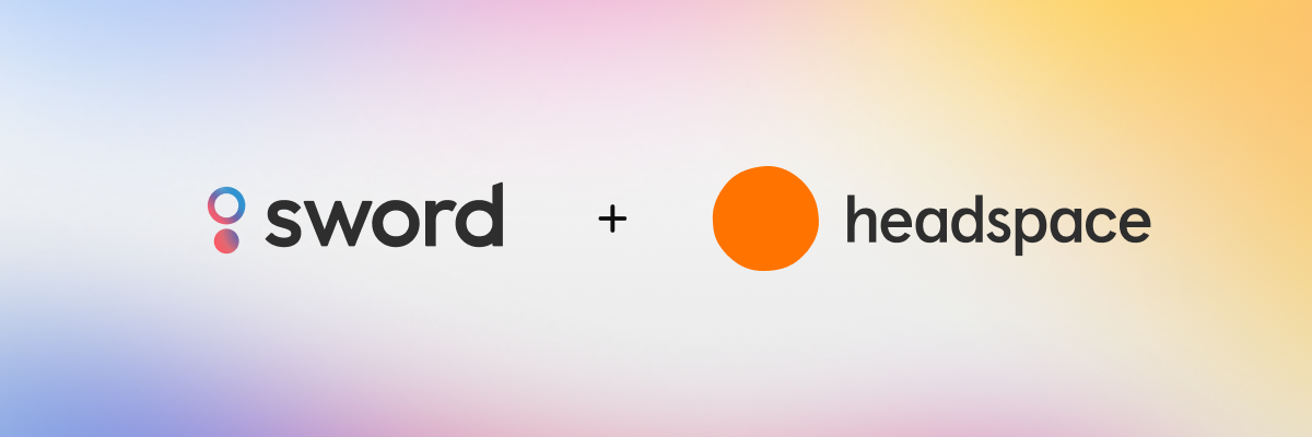 Logótipos oficiais da Sword e da Headspace lado a lado, sobre fundo em tons pastel, na arte do anúncio da aquisição.