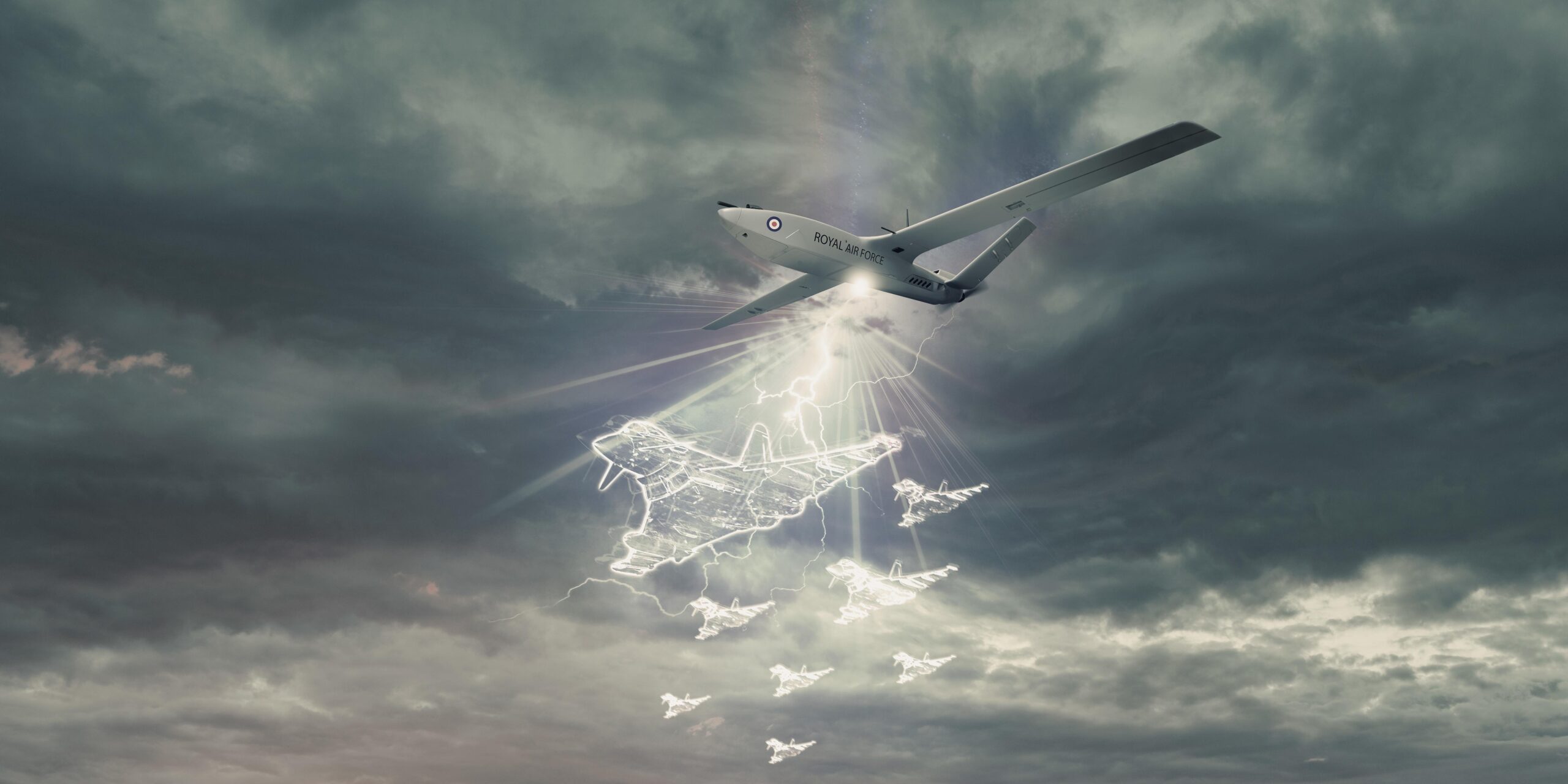 BAE Systems Taranis — o demonstrador de caça autónomo stealth da Royal Air Force, cujo conceito de operação com enxames de drones inspirou o novo programa Collaborative Combat Air do Reino Unido